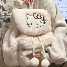 womens hello kitty back pack plush white faux fur y2k aesthetic