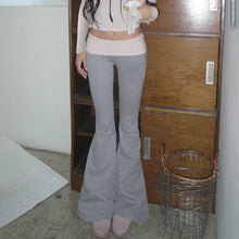 grey and pink foldover flare leggings y2k aesthetic