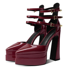 womens burgundy platform heels cherry red dark red platform pumps shoes pointed toe mary jane shoes high heel