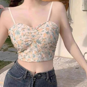 Korean Fashion Y2K Cottagecore Aesthetic Padded Floral Crop Top