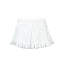 womens white lace pleated mini skirt