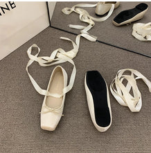 womens aesthetic shoes satin white ballet flats crisscross laces