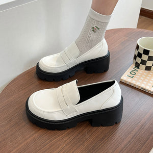 Korean Aesthetic Dark Academia Chunky Platform Loafers
