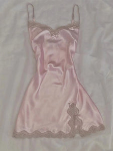 women coquette aesthetic pink satin slip dress Women Coquette Aesthetic Pink Satin Slip Dress The Kawaii Factory