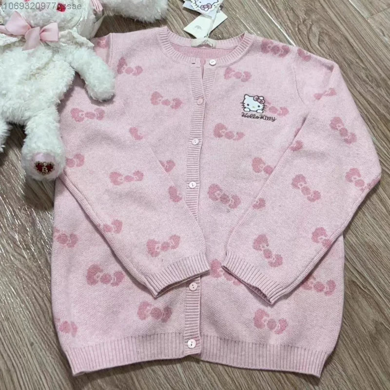 womens kawaii fashion pink aesthetic hello kitty cardigan oversized