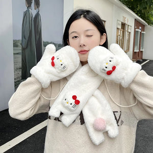 gift hello kitty scarf and gloves mittens set