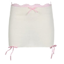 Kawaii Aesthetic Soft Girl Coquette Dollette Balletcore Knit Bow Microskirt