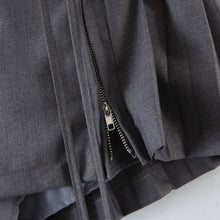grey pleated mini skirt with zippers