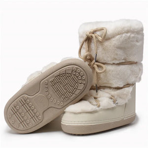 Kawaii Aesthetic Coquette Womens White Winter Boots