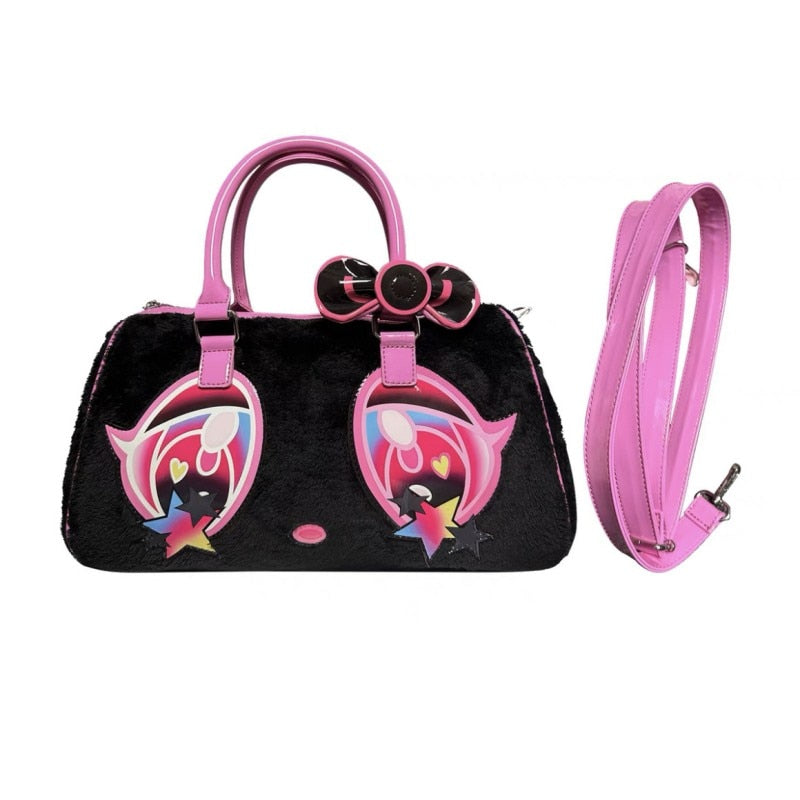 Harajuku Y2K Kawaii Aesthetic Anime Eyes Faux Fur Bag – The