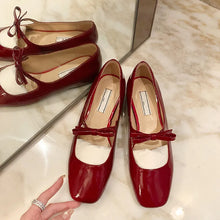 cherry red shoes womens coquette aesthetic shoes square toe patent leather red ballet flats dark red burgundy