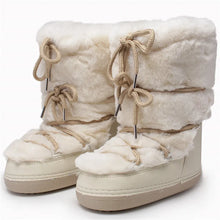 womens aesthetic shoes beige snow boots fuzzy winter boots ladies ski boots