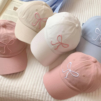 womens aesthetic baseball caps embroidered bow baseball hats high quality korean fashion store