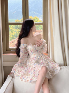 pastel kawaii dress Kawaii Aesthetic Soft Girl Pastel Floral Sweetheart Neckline Dress – The Kawaii Factory