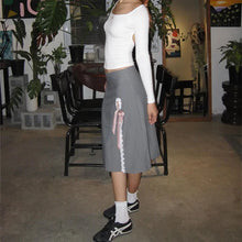 blokette aesthetic outfits gray skirt with side slit