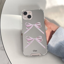 Kawaii Aesthetic Korean Pink Ribbon Bow Mirror iPhone Case