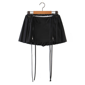 korean fashion black pleated mini skirt no dress