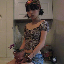 womens y2k aesthetic clothes leopard print blouse