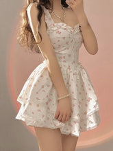 womens aesthetic coquette dress white floral corset dress