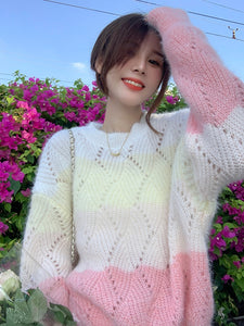 Kawaii Aesthetic Soft Girl Korean Pastel Gradient Light Knit Sweater
