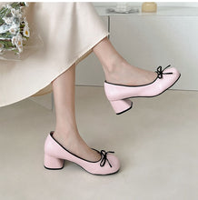 Korean Elegant Coquette Aesthetic Balletcore Round Toe Silver Chunky Heels Shoes Pumps