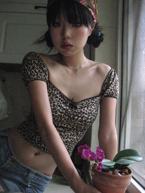 womens y2k aesthetic leopard print crop top