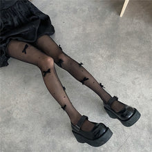 Harajuku Kawaii Aesthetic Pearl Velvet Bow Sheer Thighs