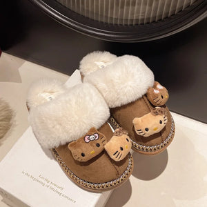 adult womens y2k gyaru plush hello kitty sandals slippers
