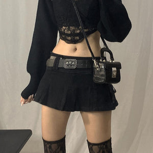 alternative fashion punk goth clothes for women low rise micro mini skirt black