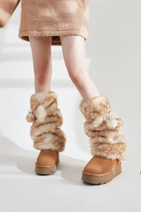 deer print clothing cute y2k fur leg warmers