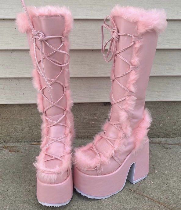 pink fuzzy boots