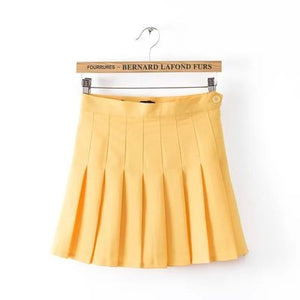 womens pleated mini skirt pastel yellow tennis skirt 2014 tumblr aesthetic 2010s fashion