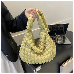 womens aesthetic fashion cute harajuku korean quilted tote bag yellow 