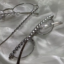 womens aesthetic korean silver rhinestone oval glasses gentle monster style