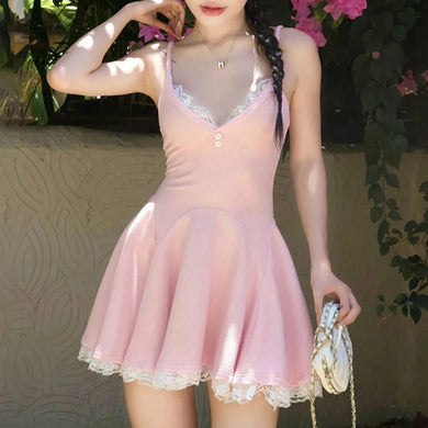 womens aesthetic outfits coquette style clothes pink kawaii dress summer