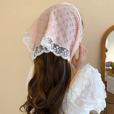womens coquette aesthetic girly fashion pink triangle head scarf