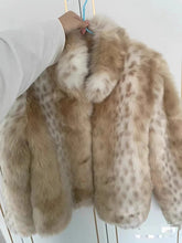 womens cute aesthetic coquette fawn deer print faux fur jacket cropped