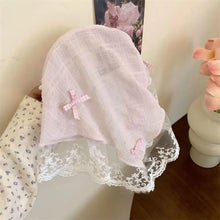 womens girly coquette shoujo girl aesthetic pink triangle headscarf with bows