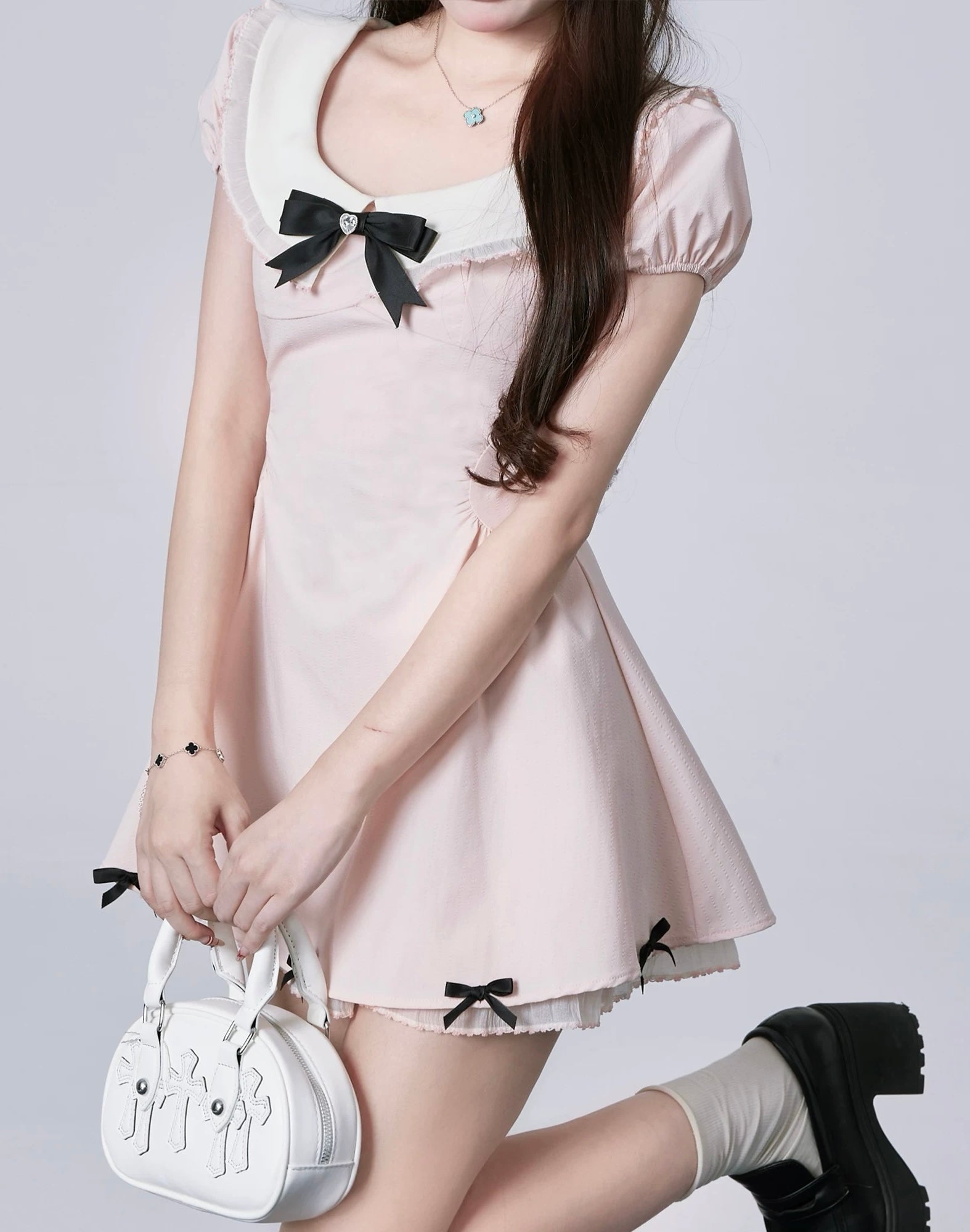 Womens Korean Cute Kawaii Coquette Aesthetic Pink Peter Pan Collar Dre The Kawaii Factory Womens Korean Cute Kawaii Coquette Aesthetic Pink Peter Pan Collar Dre The Kawaii Factory
