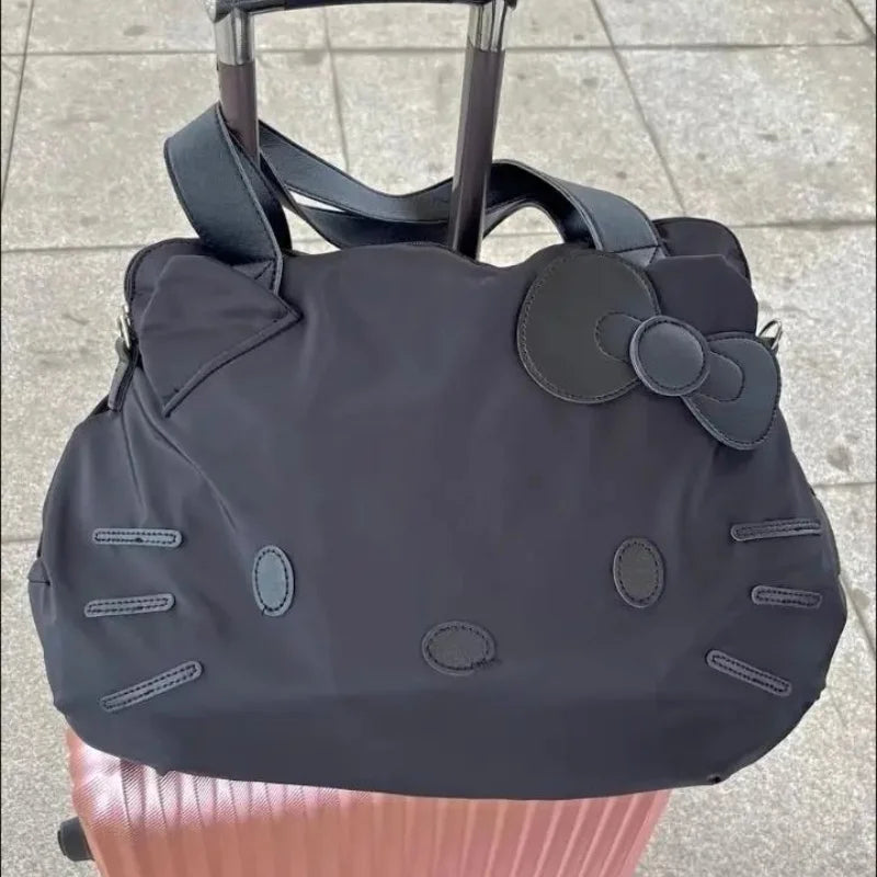 hello kitty travel tote bag Womens Harajuku Kawaii Aesthetic Black Hello Kitty Tote Bag – The Kawaii Factory