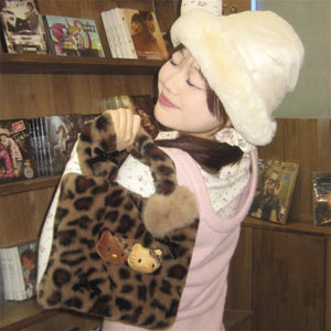 womens kawaii harajuku fashion gyaru brown hello kitty plush handbag