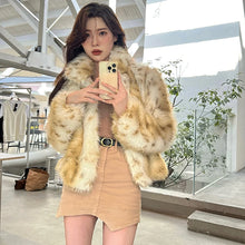 womens korean trendy aesthetic coquette deer print fur coat