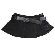 womens micro mini skirt black pleated denim short skirt gothic goth fashion