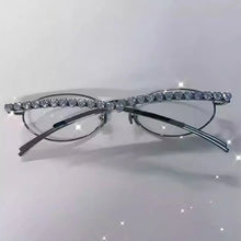 womens y2k aesthetic bling bling glasses silver metal rim oval sunglasses korean fashion