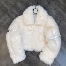 womens y2k aesthetic clothes winter coquette white cropped fur jacket 