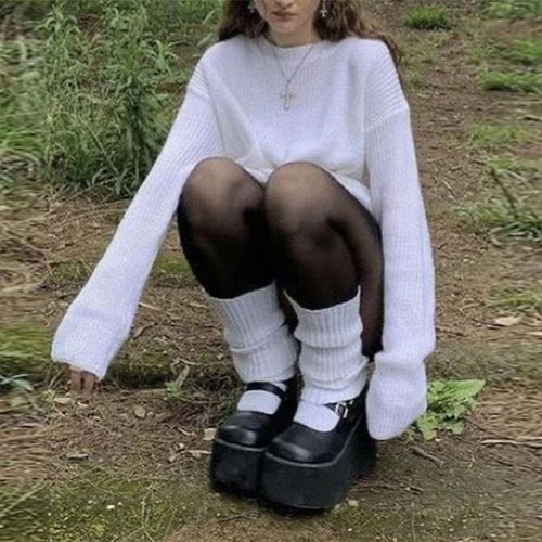 Harajuku Aesthetic Fashion Goth Grunge Chunky Platform Mary Jane Shoes