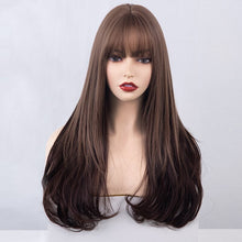 Korean Style Kpop Idol Wig Cosplay Synthetic Wig Brown Black Ombre Straight Long Wig