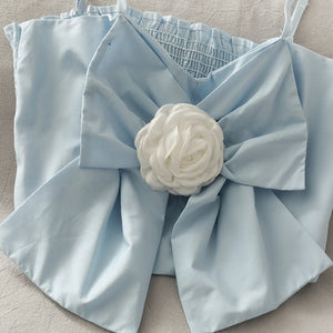 Korean Aesthetic Outfits Jennie Kim Inspired Camellia Blue Bow Crop Top