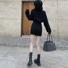 Harajuku Korean Fashion Cinched Waist Hoodie Dress Mini Dress (Black)
