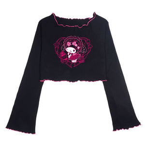 womens my melody crop top black